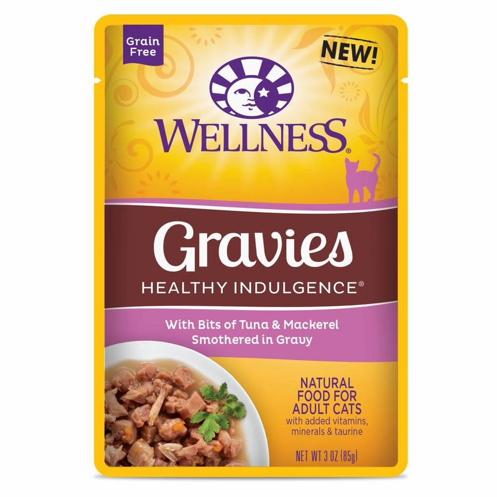 Wellness Healthy Indulgence Gravies Tuna & Mackerel In Gravy Grain-Free Pouch Cat Food 3oz