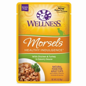 Wellness Healthy Indulgence Morsels Chicken & Turkey In Sauce Grain-Free Pouch Cat Food 3oz