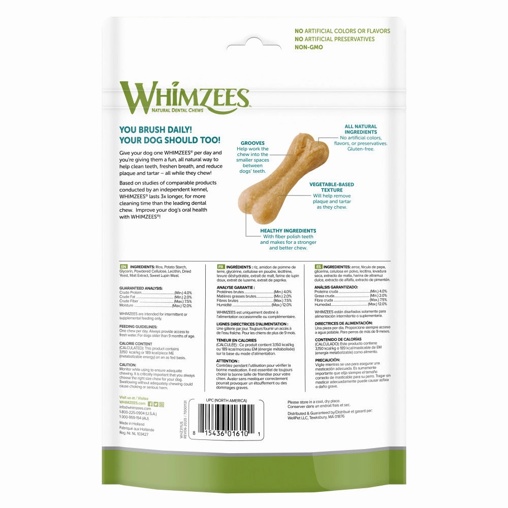 Whimzees Large Rice Bone Dental Chew Dog Treats