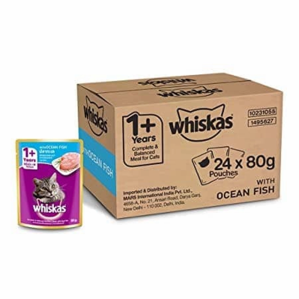 Whiskas Tuna in Jelly Meal and Ocean Fish Adult Cat Wet Food Combo