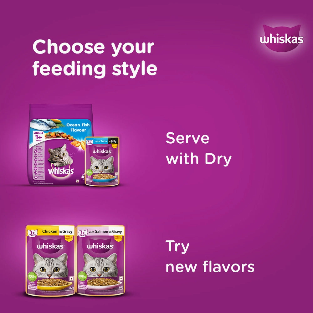 Whiskas Tuna in Jelly Meal and Ocean Fish Adult Cat Wet Food Combo