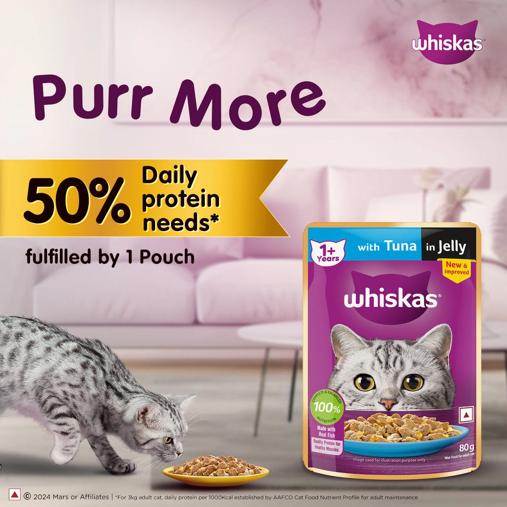 Whiskas Tuna in Jelly Meal and Ocean Fish Adult Cat Wet Food Combo