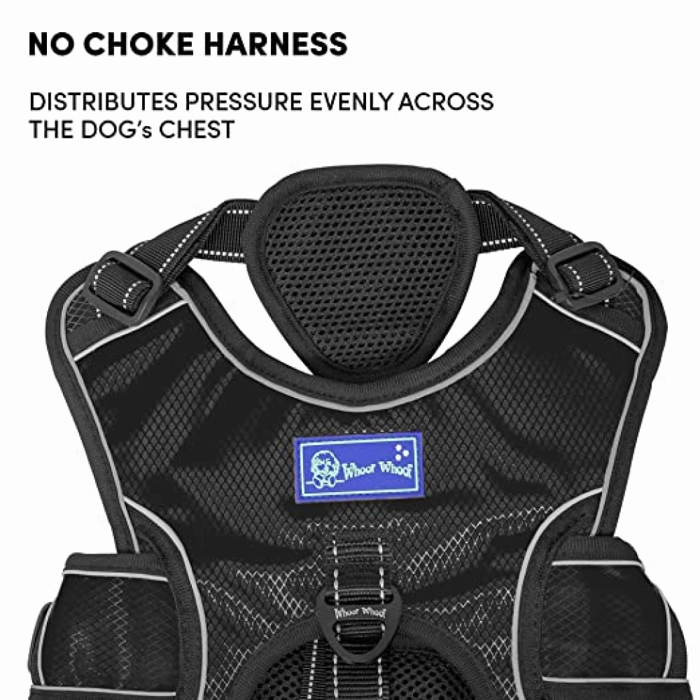 Whoof Whoof Full Body Three Layer Belt Harness for Dogs (Black)