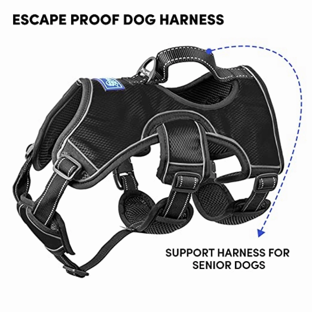 Whoof Whoof Full Body Three Layer Belt Harness for Dogs (Black)