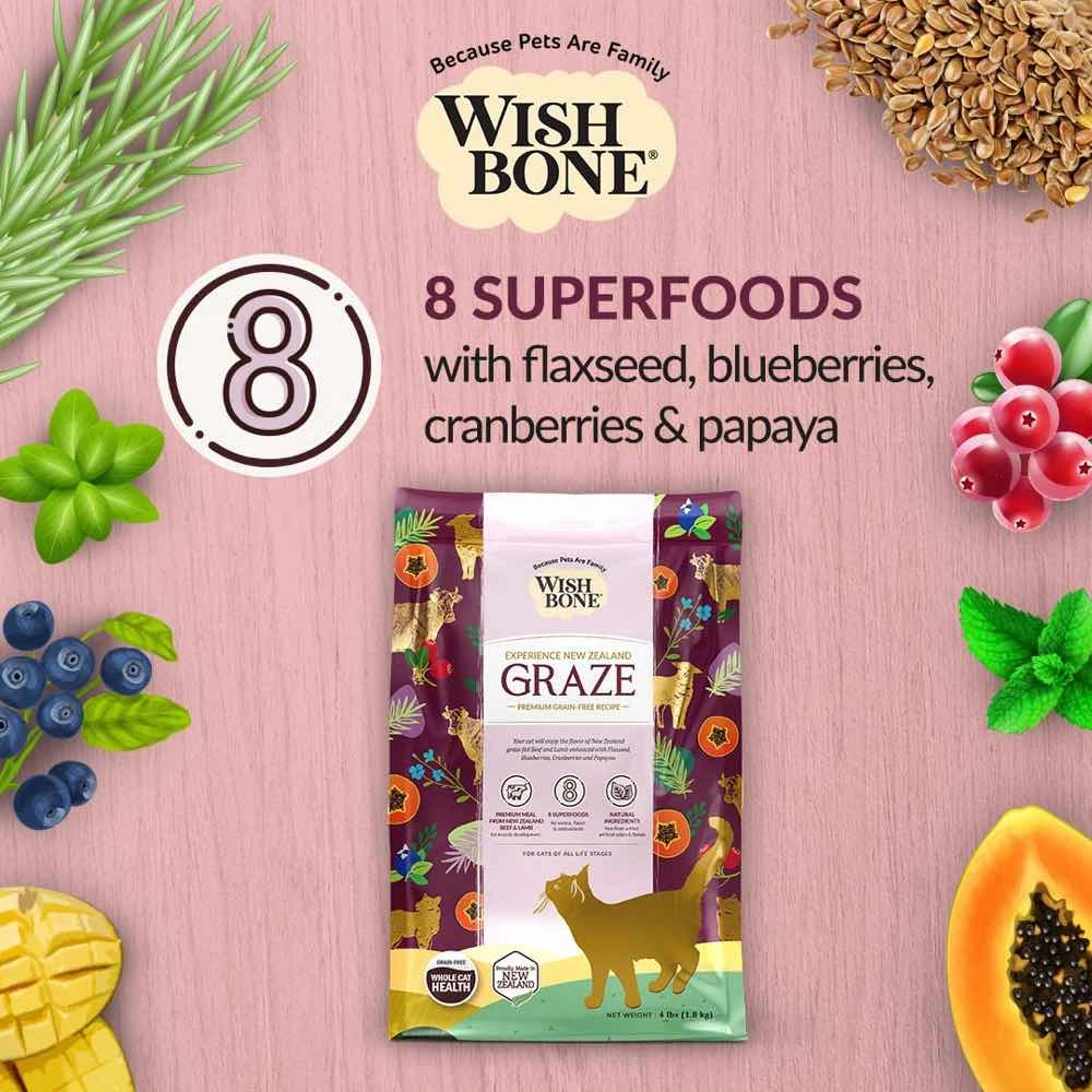 Wishbone Graze Beef, Lamb & Chicken Grain-Free Dry Cat Food 4lb