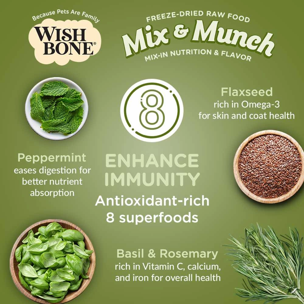 Wishbone Mix & Munch Lamb, Goat & Chicken Grain-Free Freeze-Dried Raw Food Cat Food Topper 350g