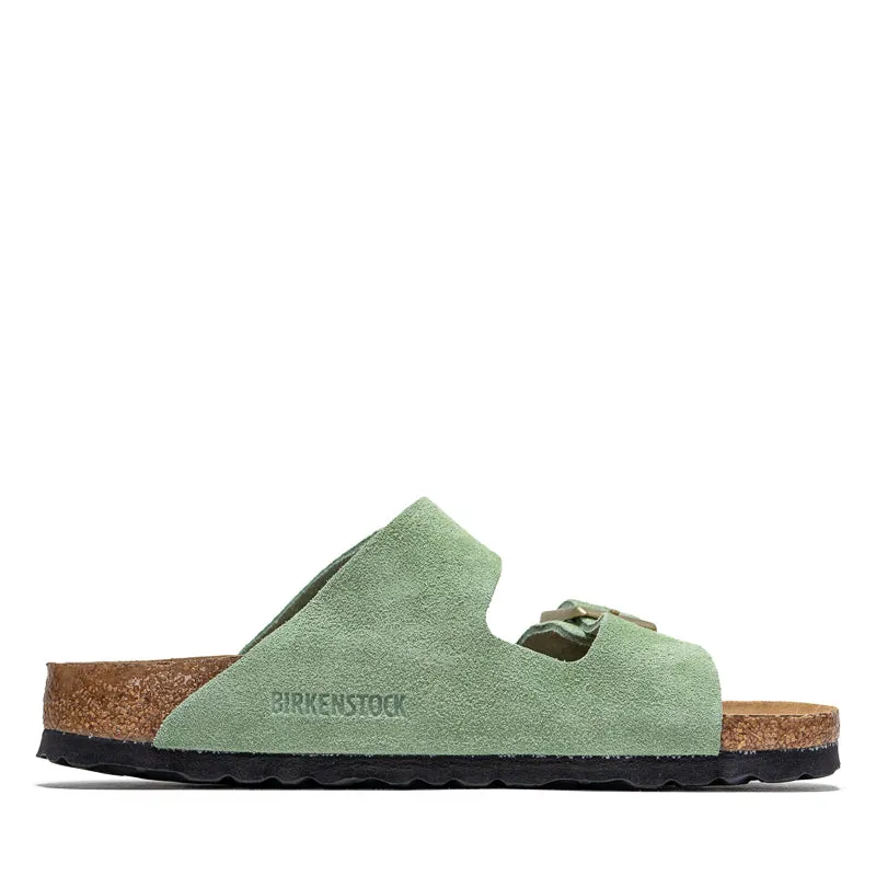 Birkenstock Arizona à semelle souple en daim pour femme - Thé vert