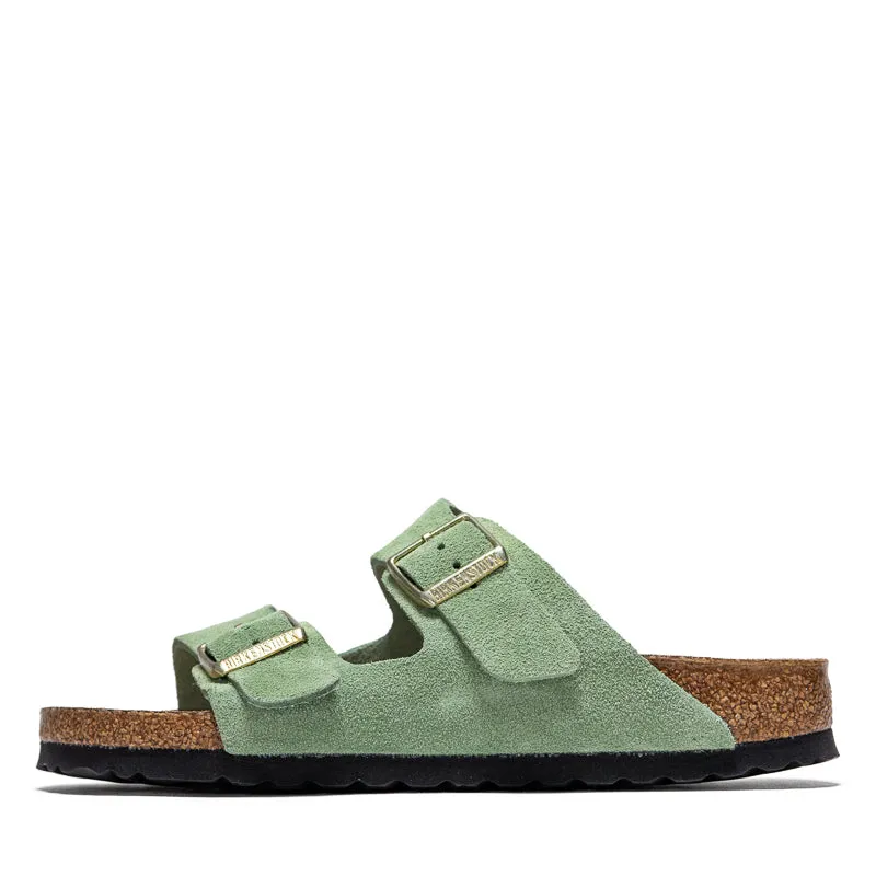 Birkenstock Arizona à semelle souple en daim pour femme - Thé vert