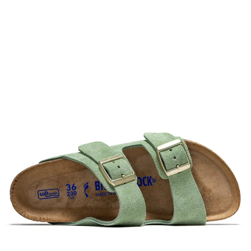 Birkenstock Arizona à semelle souple en daim pour femme - Thé vert