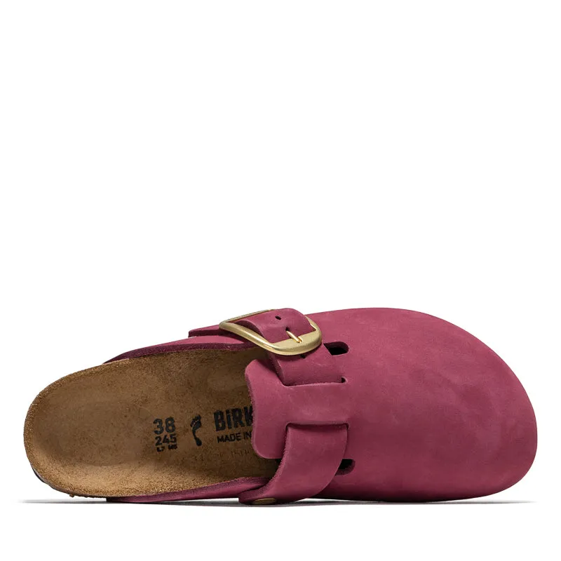 Birkenstock Boston Femme à Grande Boucle en Nubuck - Berry Crush