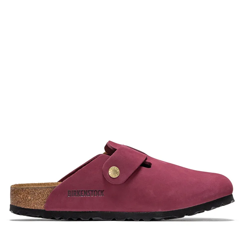 Birkenstock Boston Femme à Grande Boucle en Nubuck - Berry Crush