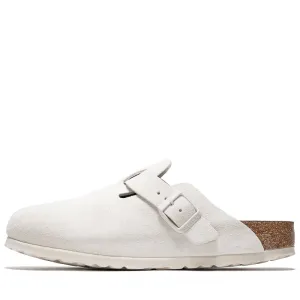 Birkenstock Boston à semelle souple en daim pour femme - Blanc antique