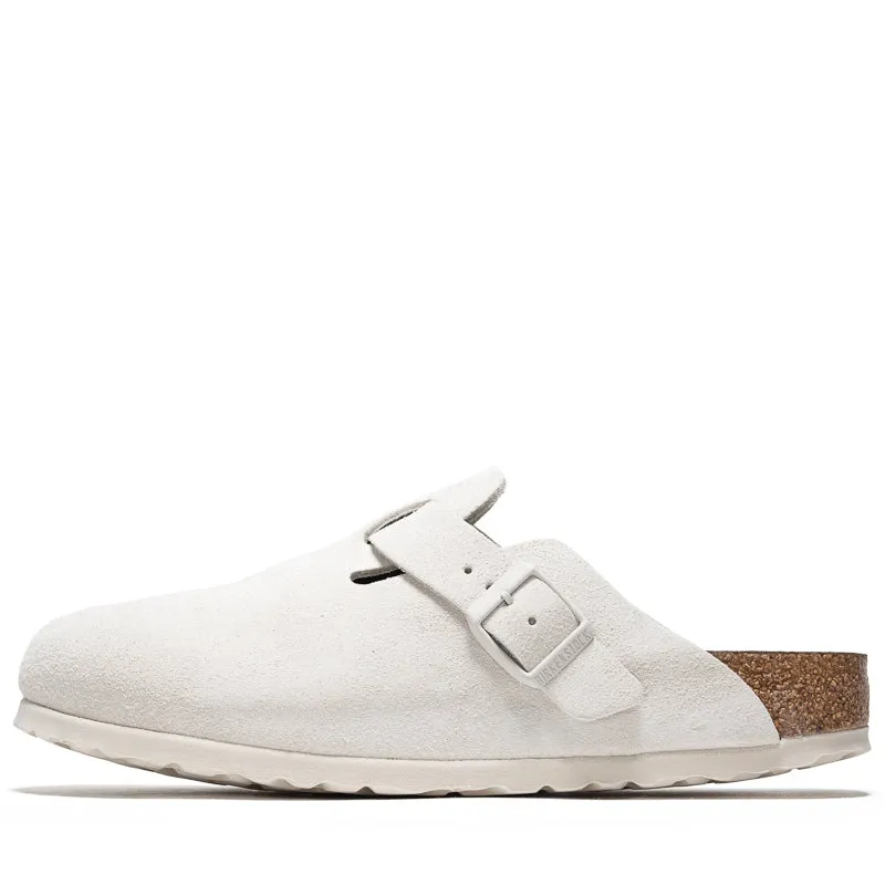 Birkenstock Boston à semelle souple en daim pour femme - Blanc antique