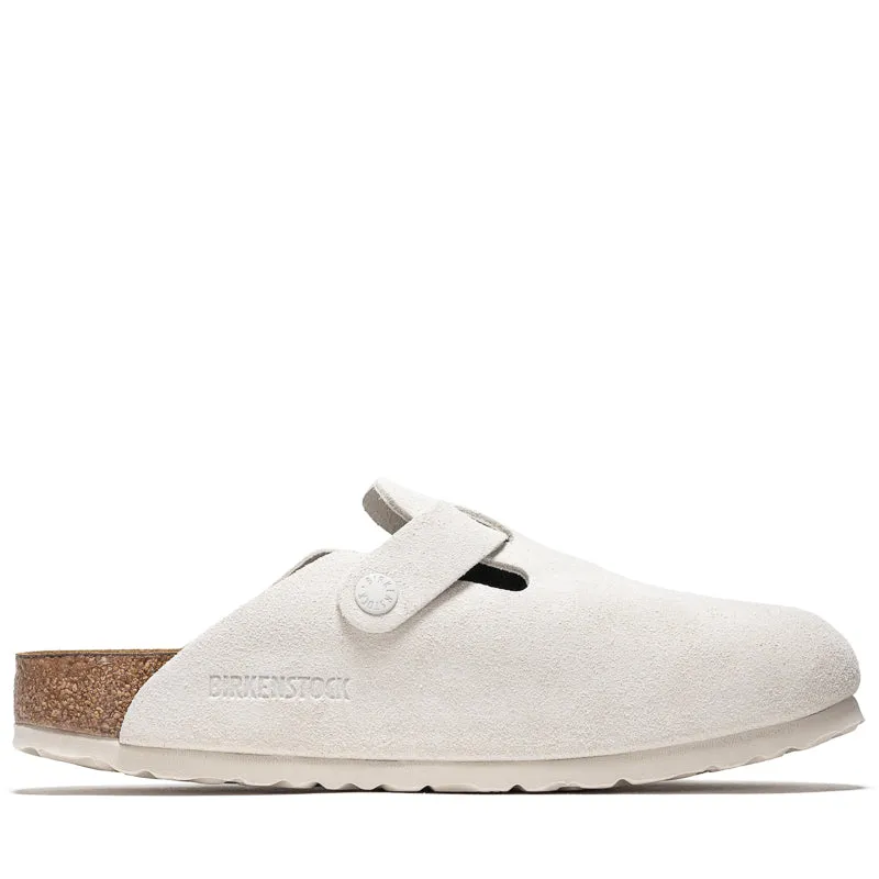 Birkenstock Boston à semelle souple en daim pour femme - Blanc antique