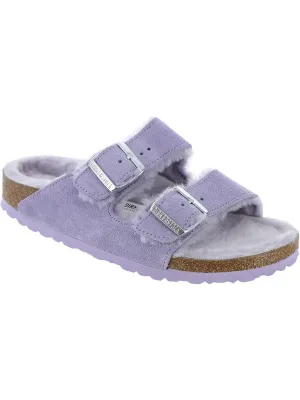 Sandales à glissière pour femmes doublées en peau de mouton suédée