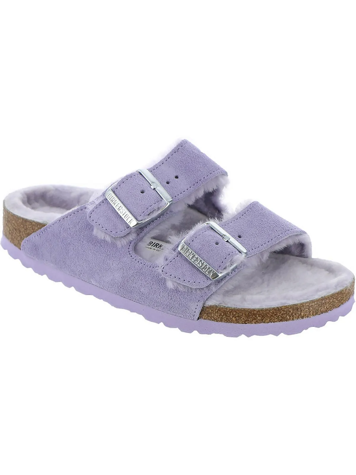 Sandales à glissière pour femmes doublées en peau de mouton suédée