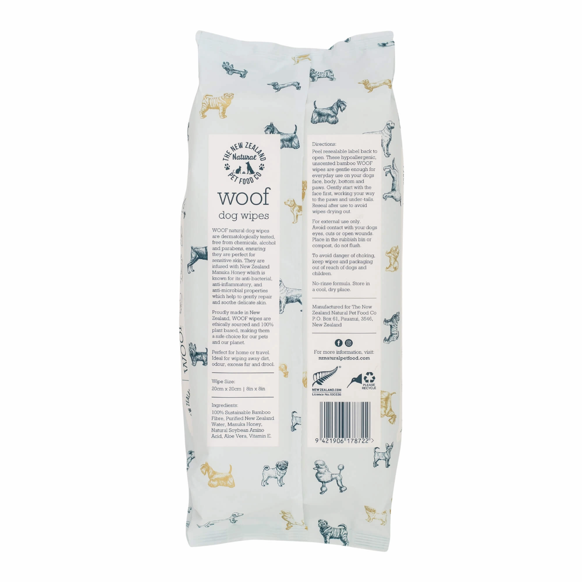 Woof Dog Wipes, Manuka Honey