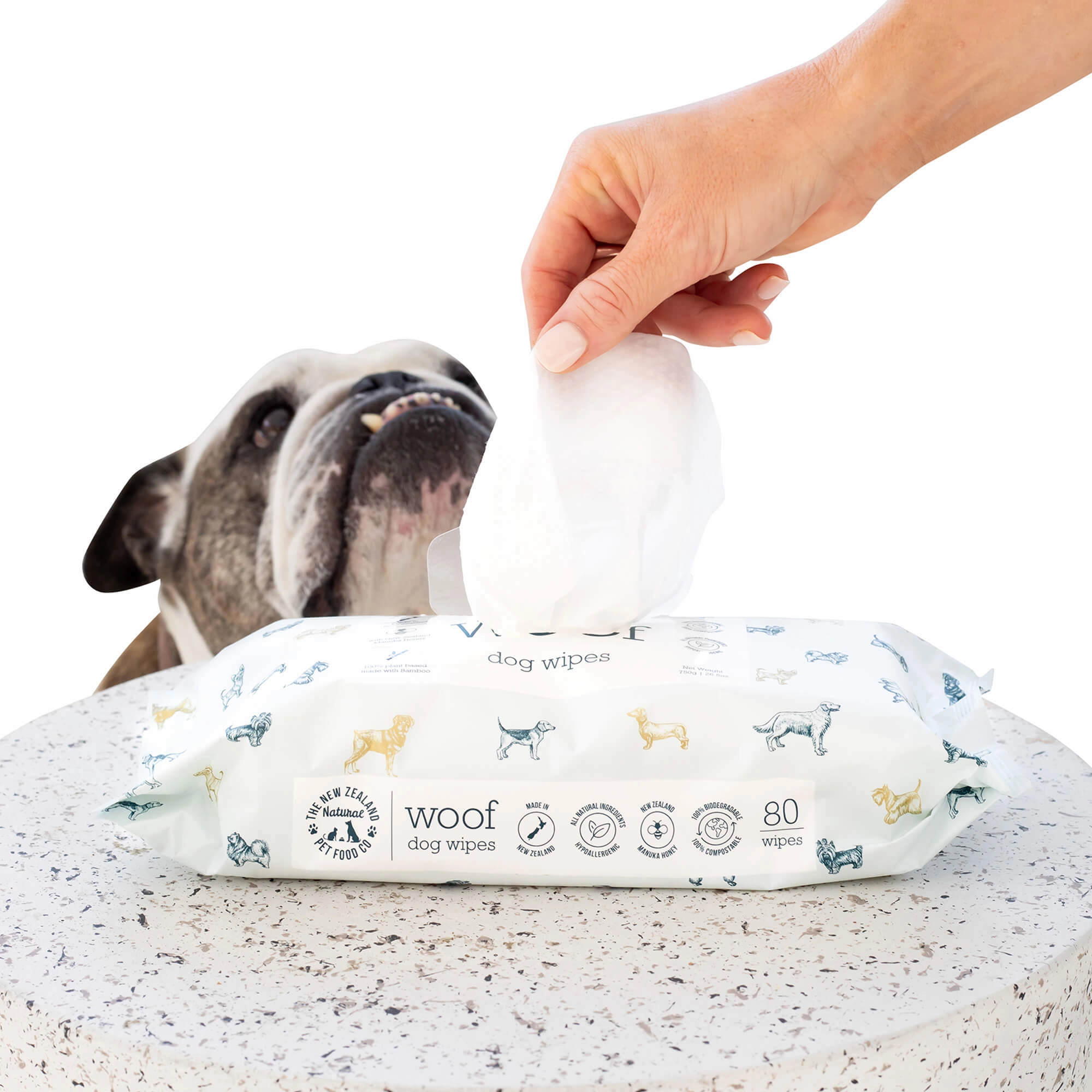 Woof Dog Wipes, Manuka Honey