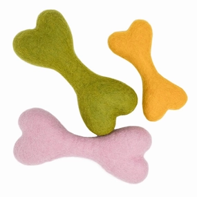 Wool Bone Dog Toy Wildflower