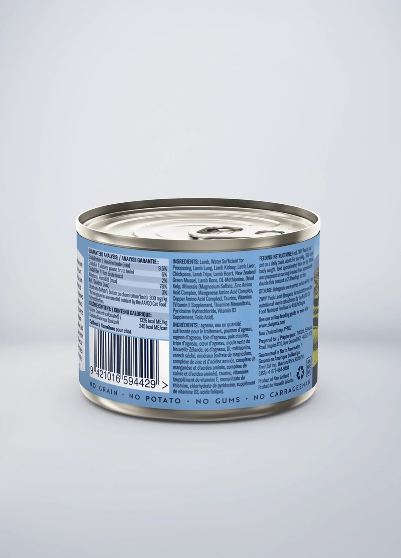 ZIWI Peak Grain Free Lamb Recipe Canned Cat Food