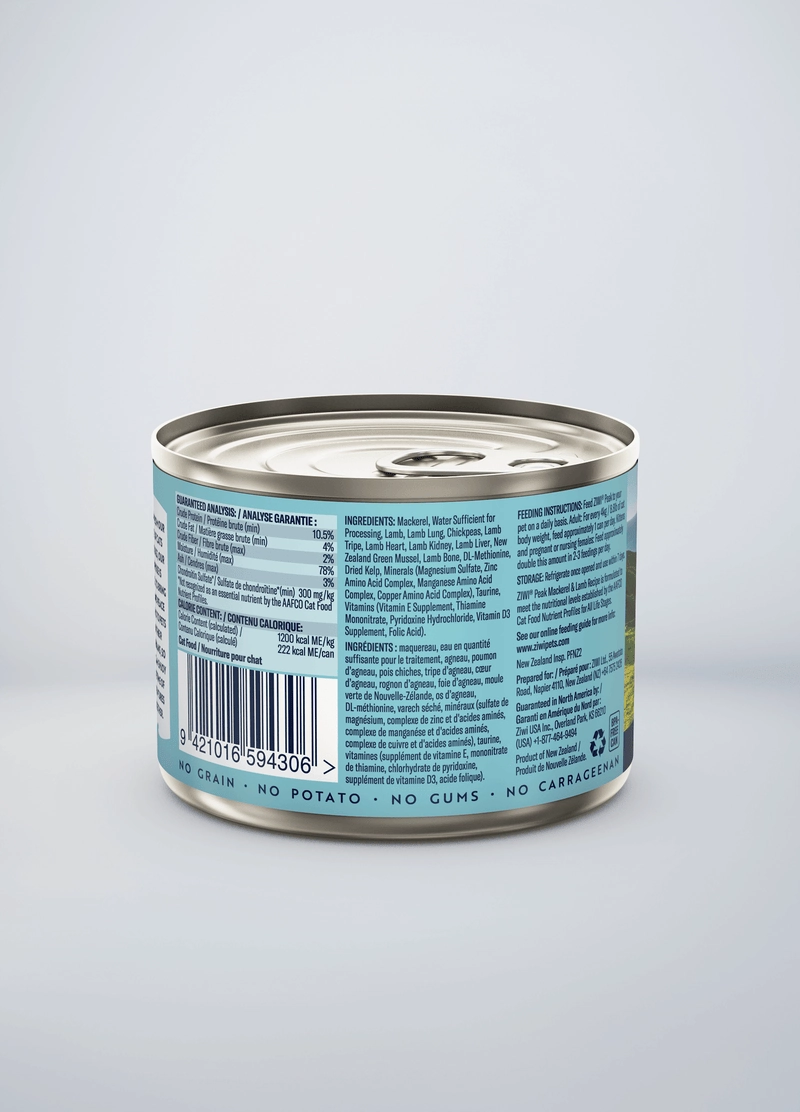 ZIWI Peak Grain Free Mackerel & Lamb Recipe Canned Cat Food