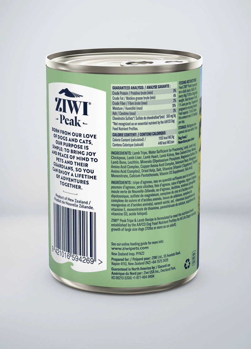ZIWI Peak Grain Free Tripe & Lamb Recipe Canned Dog Food
