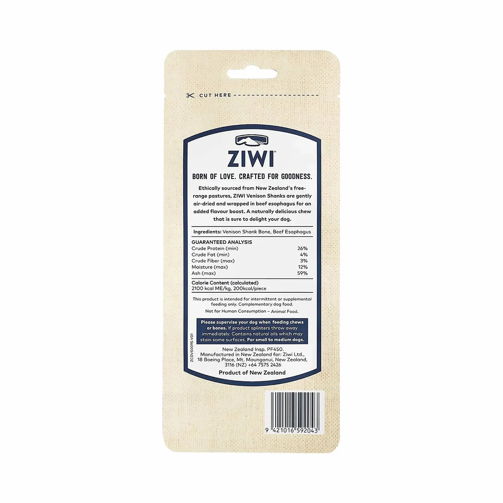 ZiwiPeak Oral Healthcare Chews Venison Shank Bone
